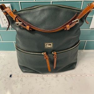 Dooney & Bourke Dillen Pocket Sac Shoulder Bag Forrest Green & Brown leather